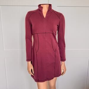 Athleta Cassidy Ponte Knit Long Sleeve Maroon Dress, Women's Size Small